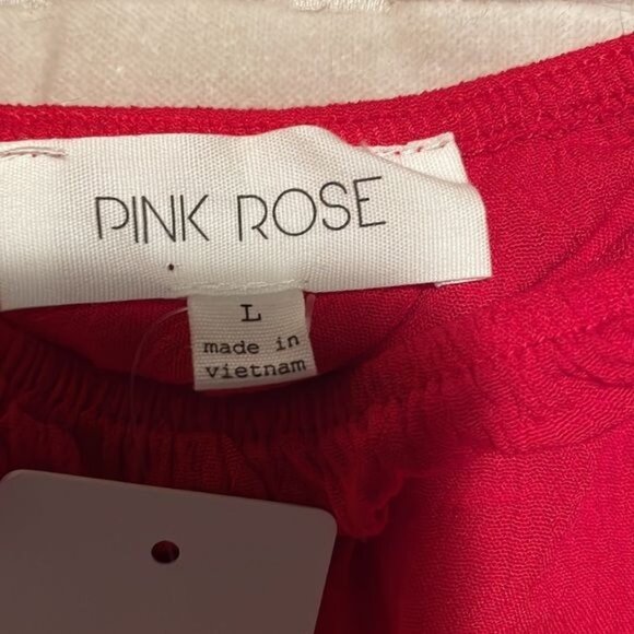 Red Crop Top by Pink Rose L Boho Bright New - Picture 2 of 3